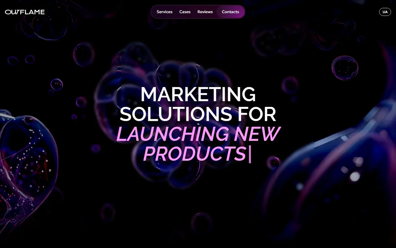The Outflame website, designed and built by Volodymyr